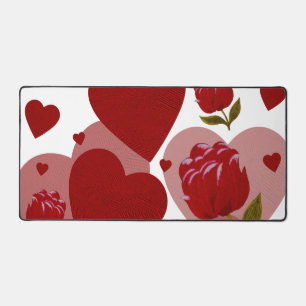 Valentine's day, Red heart and red roses  Desk Mat