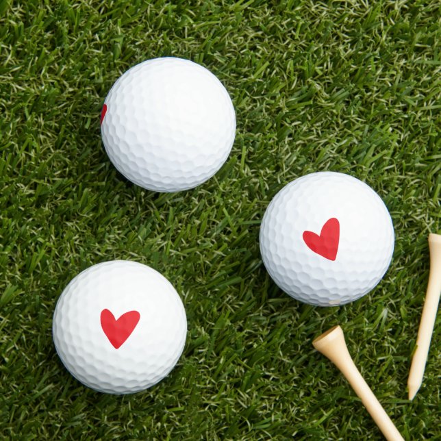 Valentine's Day red heart Golf Balls (Insitu Grass)