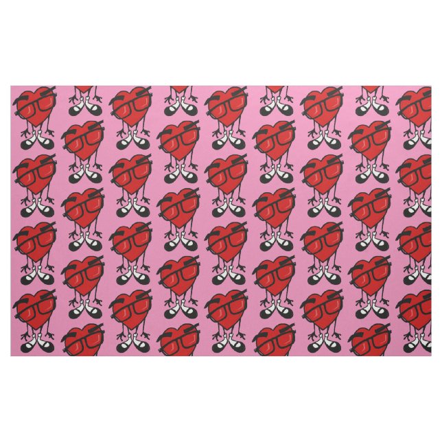 VALENTINE'S DAY RED HEART GRAPHIC PINK FABRIC (Yard)