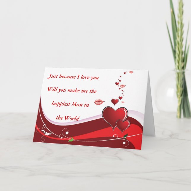 Valentines Day Red Heart Holiday Card (Front)