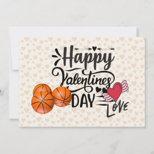 Valentine's Day Red heart love wing  basketballs  Holiday Card