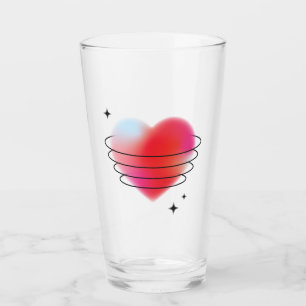 Valentine's day red heart planet glass