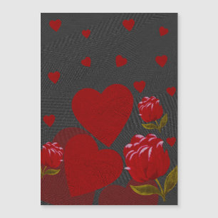 Valentine's day, red heart, red rose on grey 