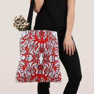 Valentine's Day Red Heart Tribal Tattoo Tote Bag
