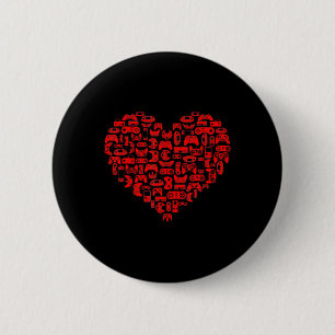 Valentines Day Red Heart Video Game Fun Love Gamer 2 Inch Round Button