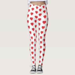 Valentine's Day Red Heart Whimsiacl Pattern Leggings