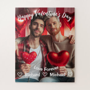 Valentines Day   Red Hearts LGBT Custom Photo  Jigsaw Puzzle