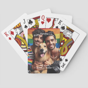 Valentines Day   Red Hearts LGBT Custom Photo  Playing Cards