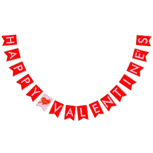 Valentine's Day Red Hearts Pink Bunting Banner