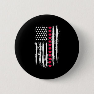 Valentines Day Red Hearts US American 2 Inch Round Button