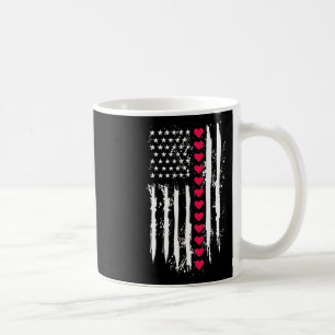 Valentines Day Red Hearts Us American Flag Patriot Coffee Mug