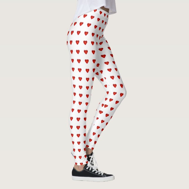 Valentine's Day Red Hearts White Heart Women's Leggings (Right)