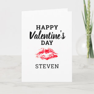 Valentines Day Red Kiss Boyfriend Personalized Card