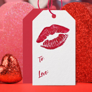 Valentine's Day Red Kiss Lip Print To and From Gift Tags