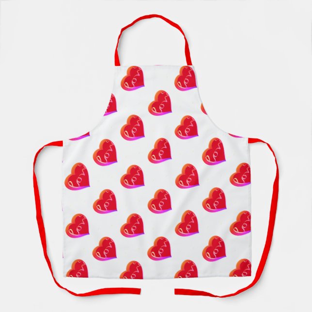 Valentine's Day Red Love Heart   Apron (Front)