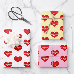 VALENTINE'S DAY Red Love Heart Wrapping Paper Sheet