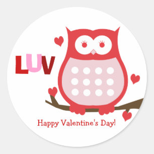 Valentine's Day Red Owl Candy Favour Sticker