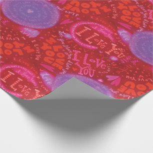 Valentine's Day Red Pink I Love You Typography Wrapping Paper