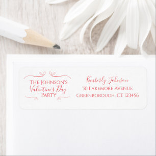 Valentines Day Red Pink Party Return Address