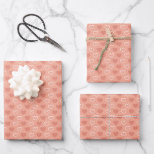 Valentine's Day Red Pink White Hearts Baby Shower Wrapping Paper Sheet
