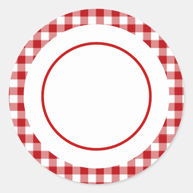 Valentine's Day, Red Plaid Classic Round Sticker (Front)