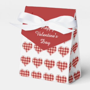 Valentine's Day Red Plaid Hearts Favor Box