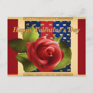 Valentine's Day Red Rose Patriot Postcard