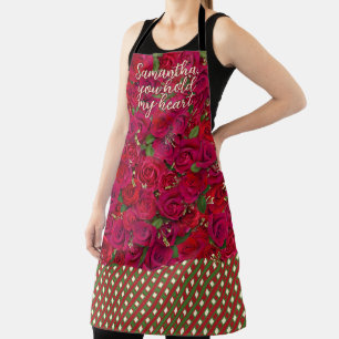 Valentine's Day Red Roses Custom Message  Apron