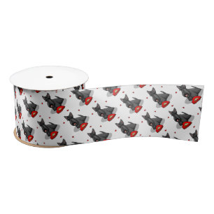 Valentine's Day (red) Scottie Dog (black) Cute Satin Ribbon