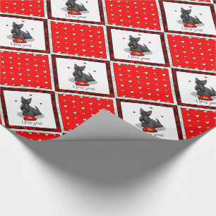 Valentine's Day (red) Scottie Dog (black) Cute Wrapping Paper