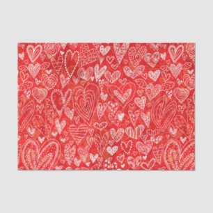 Valentine's Day Red White Hearts Pattern Tissue Paper