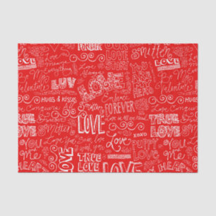 Valentine's Day Red White True Love Word Art Tissue Paper