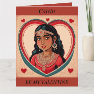 VALENTINE'S DAY Retro Asian Girl folding card