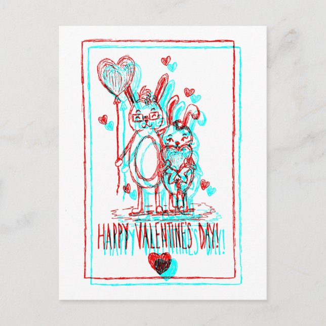 Valentine's Day Retro Glitch Holiday Card (Front)