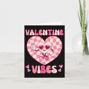 Valentines Day Retro Groovy Valentine Vibes Tees Card