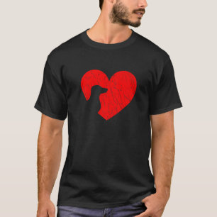Valentines Day Retro Hearts Dachshund Dog Puppy Lo T-Shirt