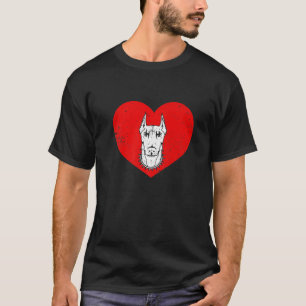 Valentines Day Retro Hearts Doberman Dog Puppy Lov T-Shirt