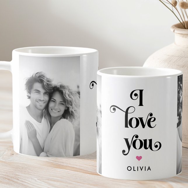 Valentines day retro I love you name photo Coffee Mug (Valentines day retro I love you name photo Coffee Mug)