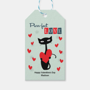 Valentines Day Retro Mid Century Cat Gift Tags