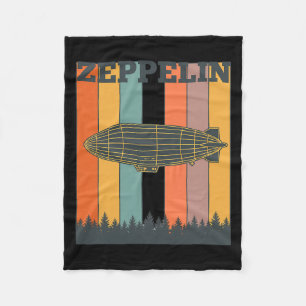 Valentine's Day Retro Zeppelin Vintage Airship 70s Fleece Blanket