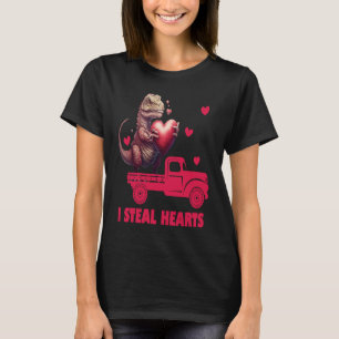 Valentine's Day Rex Dino I Steal Hearts Men Women  T-Shirt