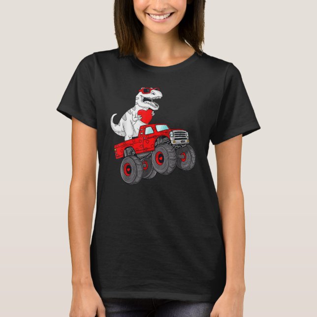 Valentines Day Rex Riding Monster Truck  Toddler B T-Shirt (Front)