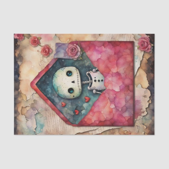 Valentine's Day Robot Decoupage Paper (Front)