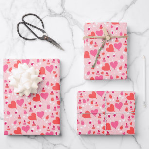 Valentine's Day Romance Heart Shaped Balloons Wrapping Paper Sheet