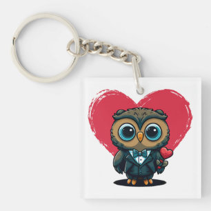 Valentine's Day Romance with Adorable Owl Groom Keychain