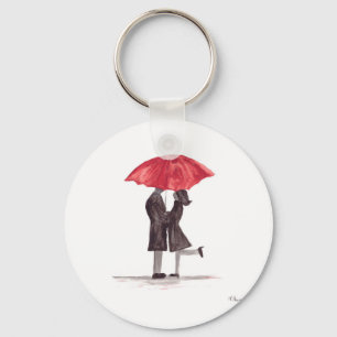Valentine's day romantic couple with red umbrella keychain