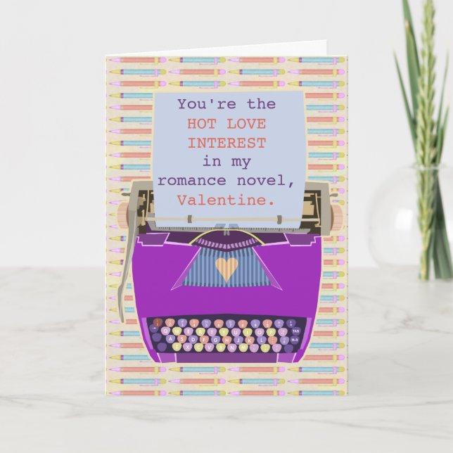 Valentine's Day Romantic Love Cute Typewriter Holiday Card (Front)