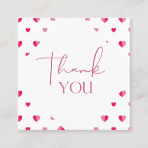 Valentine's Day Romantic Pink Red Heart Thank You  Square Business Card