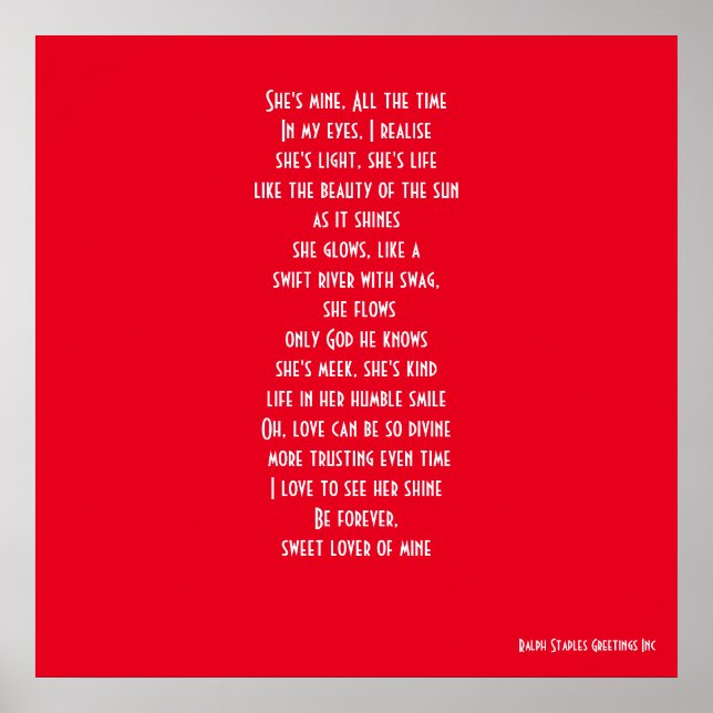 VALENTINE'S DAY ROMANTIC POEM POSTER (Front)