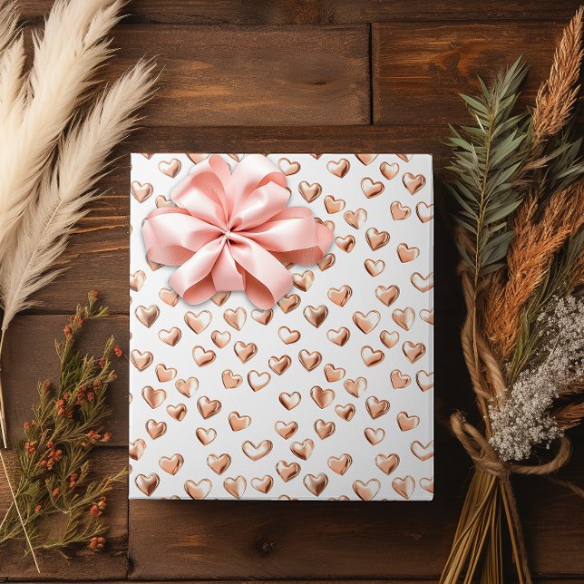 Valentine's Day Rose Gold Hearts Wrapping Paper (Creator Uploaded)